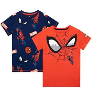 Marvel Boys Spider-Man T-Shirt 2 Pack Kids Short Sleeve Top Red and Blue 6
