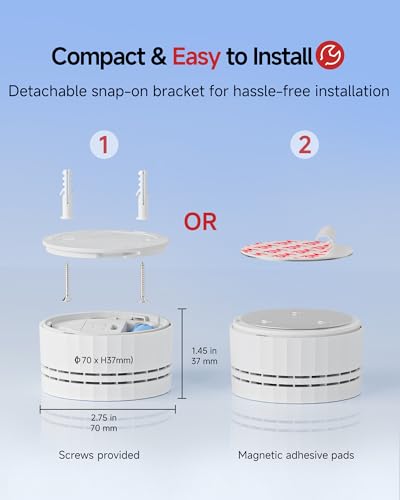 Heiman Smoke Detector, Photoelectric Fire Alarm, 10-Year Battery Powered Smoke Alarms for Home, UL 217 10th Ed. Certified, Portable Small Compact, Test Silence Button & Low Battery Warning, RV, Travel - Image 6