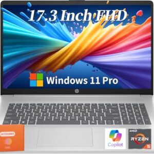 HP 17 Inch Laptop 2025, 17.3″ FHD IPS Display, 64 GB RAM, 2 TB SSD, AMD Ryzen 5 7430U, AMD Radeon Graphics, Copilot-AI, Wi-Fi 6, Long Battery Life, Anti-Glare, Windows 11 Pro, w/Accessories