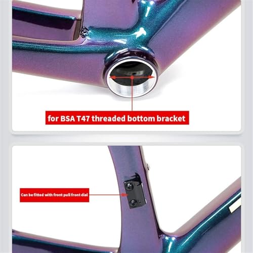 KLYso 46/48/50/52/54cm Lightweight Wind-Breaking Disc Brake Frame Thru Axle 100/142mm Internal Routing 700c Road Bike Frameset Carbon Racing Frame(Orange,50CM) - Image 5