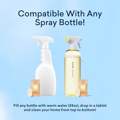 BLUELAND Multi-surface Cleaner, Starter Set, Fresh Lemon Scent, Spray Bottle with 4 Refill Tablets, All-Purpose, Eco-Friendly Cleaning Supplies, 4 x 24 Fl oz - Image 7