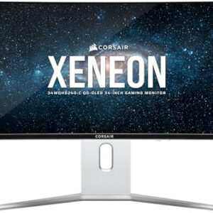 Corsair XENEON 34WQHD240-C 34-Inch QD-OLED Curved Gaming Monitor – 3440 x 1440, 240Hz, 0.03ms GtG, G-SYNC Compatible, FreeSync Premium, True Black HDR400, HDMI 2.1, DisplayPort 1.4, USB-C – White