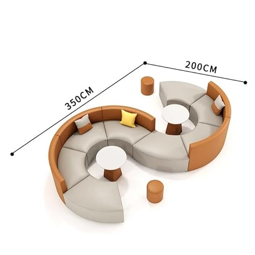 TBJEN Contemporary S-Curved Sofa and Table Set, Modular Lounge Furniture for Reception, Hotel Lobby, Corporate Waiting Area, Commercial Decor(D) - Image 2