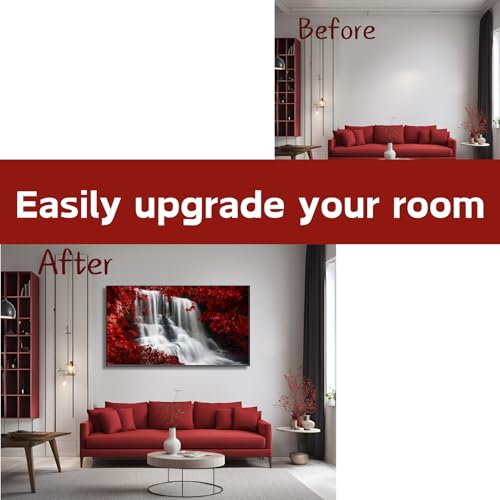 Waterfall Wall Art, Black Waterfall Wall,Wall Decor Burgundy, Red and Black Bedroom Decor, Fall Art, Forest Scene, Peaceful Art,Pictures for Living room,Ready to Hang (Black Frame, 69" L x 39" W) - Image 5