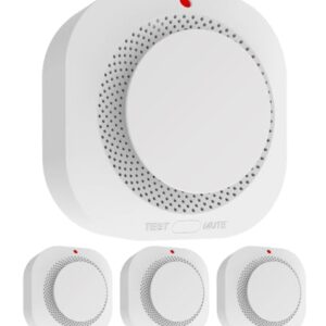 VIOIPUDOL Smoke Detector, Battery-Powered Fire Alarm with LED Indicator, Portable Smoke Alarm for Home Kitchen Bedroom Safety, 4 Packs