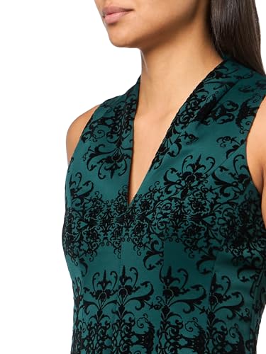 Vince Camuto Women's Velvet Burnout Shift Dress with Voluminous Sleeves, Hunter - Image 3