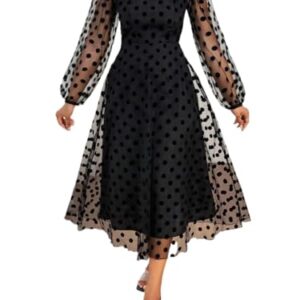 PJYLLND Elegant Long Dress Women’s Fall Winter Fashion Casual Dress Black