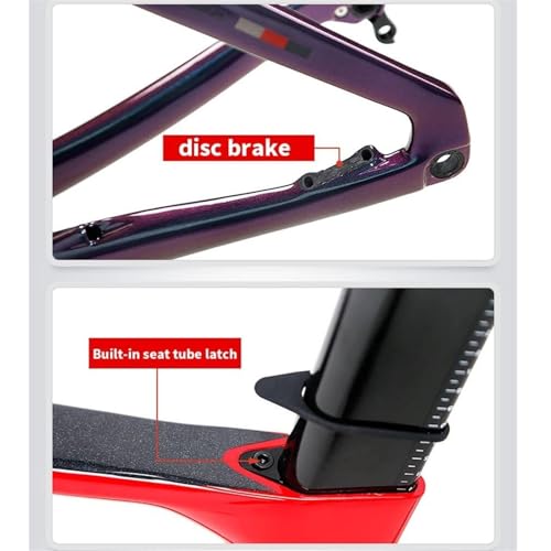 KLYso 46/48/50/52/54cm Lightweight Wind-Breaking Disc Brake Frame Thru Axle 100/142mm Internal Routing 700c Road Bike Frameset Carbon Racing Frame(Orange,50CM) - Image 4