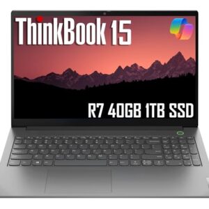 Lenovo ThinkBook 15 Gen 4 Business Laptop (15.6″ FHD Anti-Glare, 40GB RAM, 1TB SSD, AMD Ryzen 7 5825U (> Intel i7-1165G7)) Fingerprint, FHD Webcam w/Shutter, Ethernet, Military Grade, Win 11 Pro