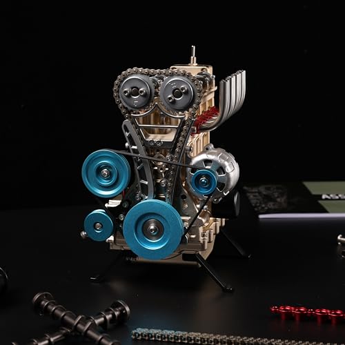 TECHING v4 Engine Model kit Full Metal Model Engine Assembly Kit Kids Run Adults 350+Pcs Assembly time 4 Hours DIY Toy Gift (4 Cylinder Engine kit) - Image 4