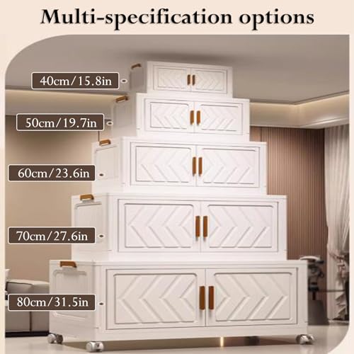 Multi-Layer Storage Bins with Lids Plastic Storage Bins Folding Stackable Clothes & Book Storage with Wheels for Dorm Room - Image 3