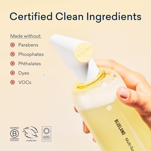 BLUELAND Multi-surface Cleaner, Starter Set, Fresh Lemon Scent, Spray Bottle with 4 Refill Tablets, All-Purpose, Eco-Friendly Cleaning Supplies, 4 x 24 Fl oz - Image 4