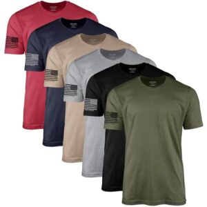 Shirt Union Men’s Fresh Premium T-Shirt 6 Pack, Patriotic, American Graphic Tee, USA & Freedom Style Shirt (US, Alpha, 3X-Large, Regular, Regular, Military Green, Black, Heather Grey, Sand, Navy, Red)