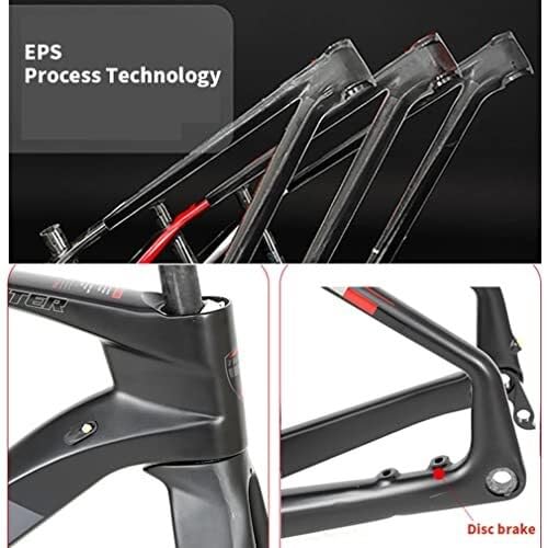 KLYso 700c Road Bike Frameset Disc Brake Carbon Racing Frame 100/142mm Thru Axle ,with Fork Handlebar Seat Tube(Red,51CM) - Image 3