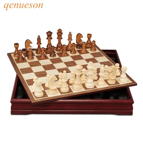 SLGGPJBU International Chess Wood Chess Set Professional Chess Board with Chess Pieces and and Storage Slots Family Game Chess Set Traditional Game Chess Gifts - Image 7