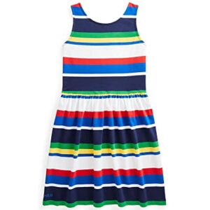 POLO RALPH LAUREN Big Girls Striped Jersey Dress (Blue Multi(1001), Large)