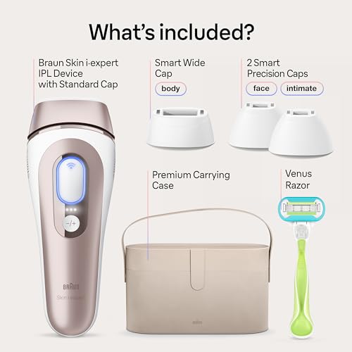 Braun Smart IPL, Vogue’s Best Hair Removal Device, Skin i·Expert Pro 7: at Home Laser Hair Removal, Permanent Visible Hair Reduction, Free App, Vanity Case, Venus Razor, 4 Smart Heads, IPL7387 - Image 11