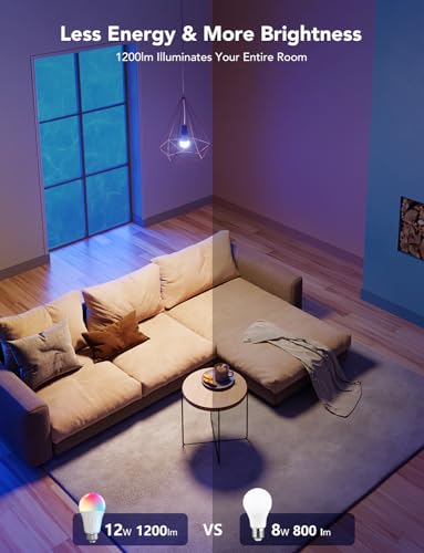 Govee Smart Light Bulbs 1200 Lumens, Color Changing Light Bulbs RGBWW Dimmable, Works with Alexa & Google Assistant, Color Bulb, 12W 85W Equivalent A19 LED Bulbs for Bedroom Living Room, 2 Pack - Image 2