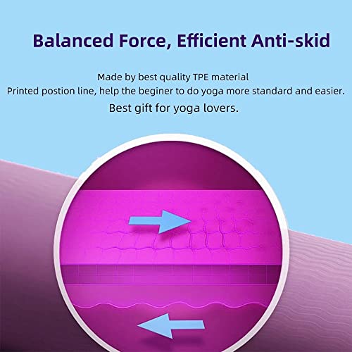 Yoga Mat TPE Sport Mat 183X61cm Yoga Non-slip Acupressure Execise for Gym Floor with Position Line (Black) - Image 5