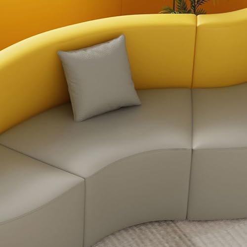 Leather Lounge Sofa Set with Round Table - Creative Breakroom Furniture, Curved Reception Seating for Office, Waiting Area, Minimalist Modern Design D - Image 3