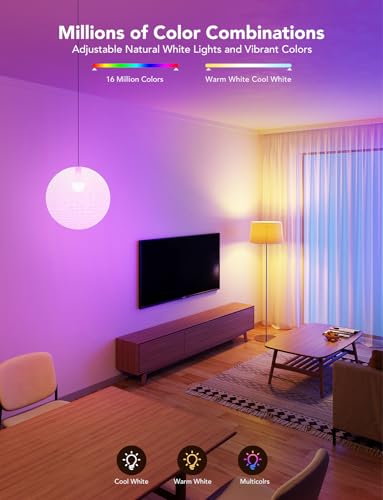 Govee Smart Light Bulbs 1200 Lumens, Color Changing Light Bulbs RGBWW Dimmable, Works with Alexa & Google Assistant, Color Bulb, 12W 85W Equivalent A19 LED Bulbs for Bedroom Living Room, 2 Pack - Image 4