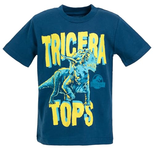 Jurassic World Dinosaur Little Boys 4 Pack Graphic T-Shirts Red/Green/Blue 7-8 - Image 3