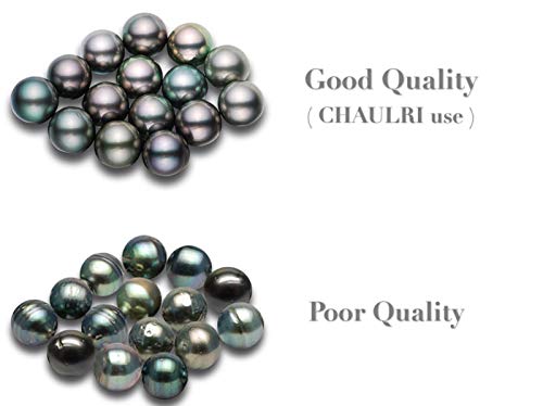 CHAULRI Tahitian Black Pearl Necklaces for Women - Anniversary, Birthday, Valentines Day Gifts for Wife, Girlfriend, Mom 18K Yellow Gold Plated 925 Sterling Silver Real Pearl Jewelry - Image 5