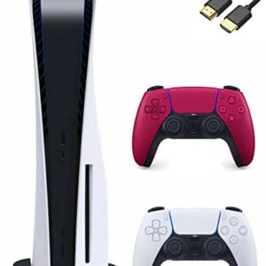 Playstation 5 Disc Version PS5 Console – Additional Red Controller, 4K-TV Gaming, 16GB GDDR6 RAM, 8K Output, WiFi 6. Ultra-High Speed 825GB SSD with U Deal HDMI (Renewed)