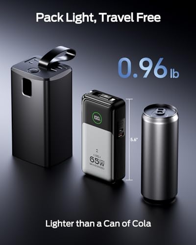 MOVE SPEED Portable Charger Laptop Power Bank 20000mAh 65W, Travel Essentials Battery Pack with Built-in Retractable USB-C Cable & Wall Plug, for MacBook/iPhone 17/16/15/iPad/Galaxy/Dell/HP and More - Image 9