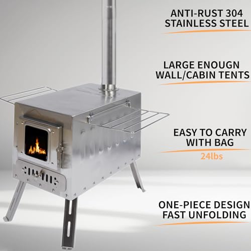 DANCHEL OUTDOOR 4 Season Canvas Yurt Tent with Large Wood Stove, Heavy Duty Bell Tent with Stove Jack 4 Person Winter Camping Glamping, 13ft/4m - Image 4