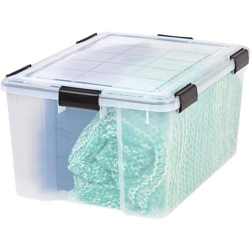 IRIS USA 62.8 Quart Plastic Storage Bin Tote Organizing Container with Durable Lid and Seal and Secure Latching Buckles, 4 Pack - Image 4