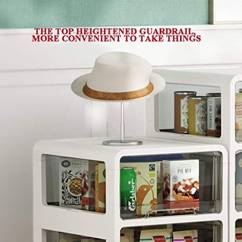 GenSDH 1-5 Drawer Type Plastic Storage Boxes,Moveable Desktop Storage Bin,Stackable Storage Containers with Lid for Living Room Bedroom Closet,White,43x48.8x88.4cm - Image 4