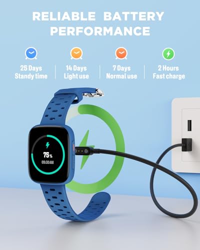 BIGGERFIVE Kids Watch No Phone Needed, 1.8\" Amoled Smart Fitness Watch Pedometer, Heart Rate, Sleep Tracker, 30m Waterproof, Step Counter, Puzzle Games, 100+ Dials, Gifts for Boys Girls 5-16, Blue - Image 9