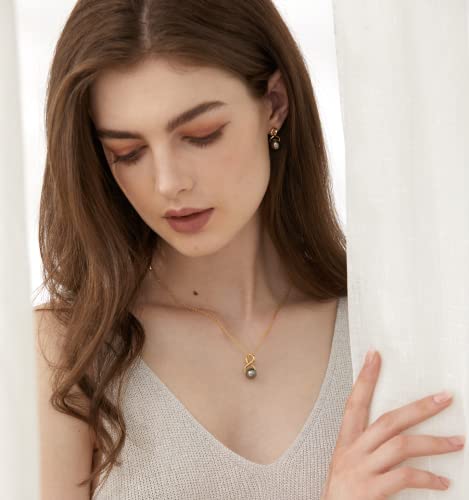 CHAULRI Tahitian Black Pearl Necklaces for Women - Infinity Pendant, Anniversary Birthday Valentines Day Gifts for Wife, Girlfriend, Mom 18K Yellow Gold Plated 925 Sterling Silver Real Pearl Jewelry - Image 4