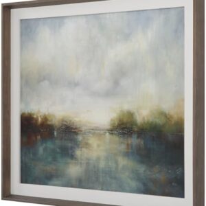 Uttermost 32352 Blue Reverie – Framed Abstract Lake Art-35.25 Inches Tall and 41.25 Inches Wide