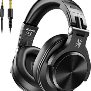 OneOdio A71 Hi-Res Studio Recording Headphones – Wired Over Ear Headphones with SharePort, Monitoring Mixing Foldable Headset with Stereo Sound, 3.5/6.35MM Jack for PC Computer DJ Guitar-Black