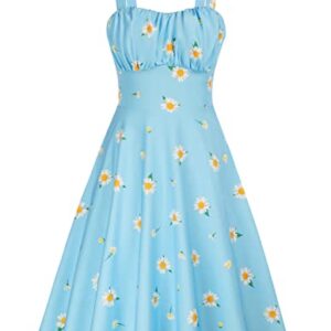 Belle Poque Blue Daisy Floral Dress 2026 Summer Sleeveless Flowy Midi Sundress Vintage Elegant Cottagecore Dress XXL