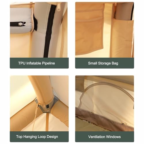 Inflatable Tent for Camping 4-6 Person Tent, Large Space Instant Tent Without Tent Pole, Outdoor Glamping Camping Cabin Tent Shelter Camping Hub Tent - Image 2