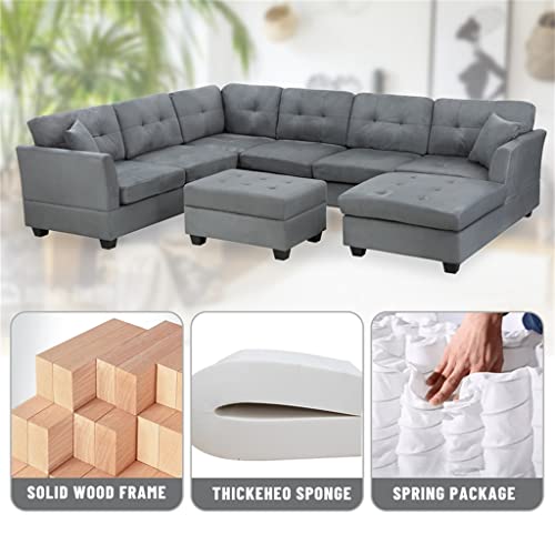 YWMLFZ U-Style Upholstery Sectional Sofa with Storage Ottoman Living Room Furniture Corner Set - Image 8