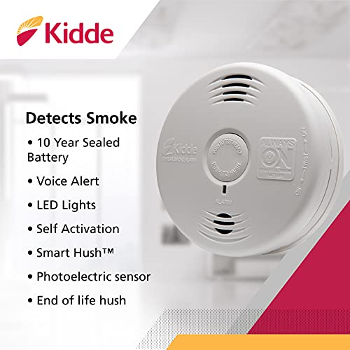 Kidde Smoke Detector, 10-Year Battery, Photoelectric Sensor Smoke Alarm, White - Image 2