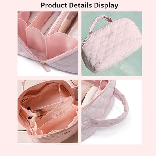 Lkdgii 2026 New Travel Makeup Bag For Woman,Wide Open Lay-Flat Water-Resistant Cosmetic Case,Organizer For Toiletries & Brushes Large Capacity With Compartments (Pink) - Image 7