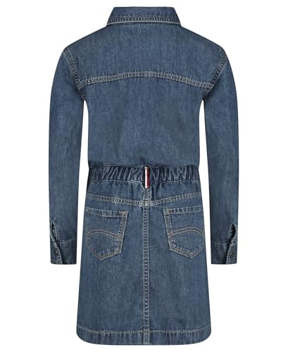 Tommy Hilfiger Girls' Short Sleeve Lightweight Denim Dress, Collared with Cinched Waist, Dekalb Wash, 7 - Image 2