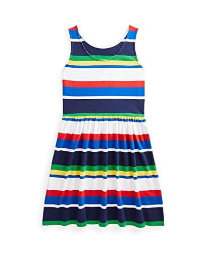 POLO RALPH LAUREN Big Girls Striped Jersey Dress (Blue Multi(1001), Large) - Image 2