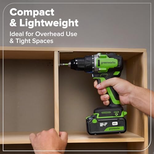 GREENWORKS 24V 1/2” Brushless Cordless Drill (800 In-lbs.), 4.0Ah (24,000mAh Power Bank) USB-C Battery, 3.3 FT Braided Cable, 65W Rapid Charger - Image 6