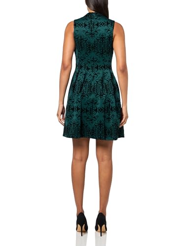 Vince Camuto Women's Velvet Burnout Shift Dress with Voluminous Sleeves, Hunter - Image 2