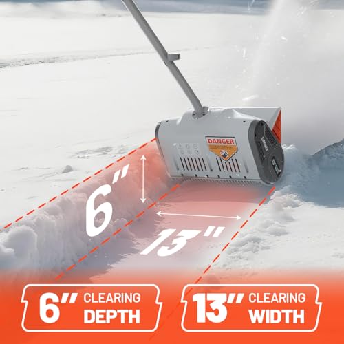 Litheli 20V Cordless Snow Shovel with Adjustable Handle, 13-Inch Brushless Battery-Powered Snow Blower with 4.0Ah Battery for Driveways, Sidewalks, Decks & Patios - Image 2