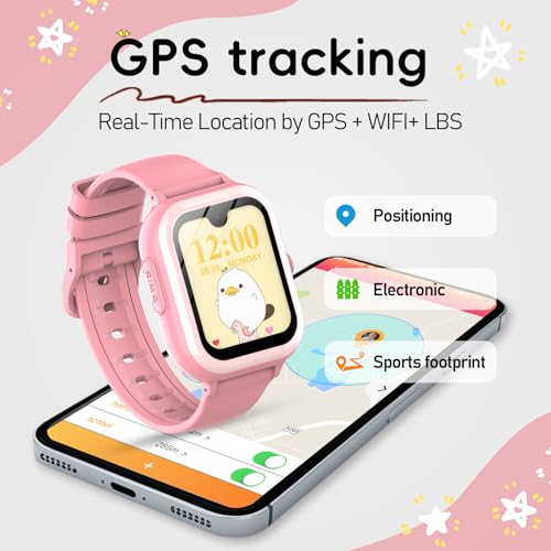 Getfitsoo Wonlex 4G GPS Kids Smartwatch with SIM Card, 1.78" AMOLED Large Touch Screen Smart Watch for Kids, Boys Girls Phone Watch with Video Voice Calls, SOS, Camera, Pedometer, Alarm, Game(Pink) - Image 3