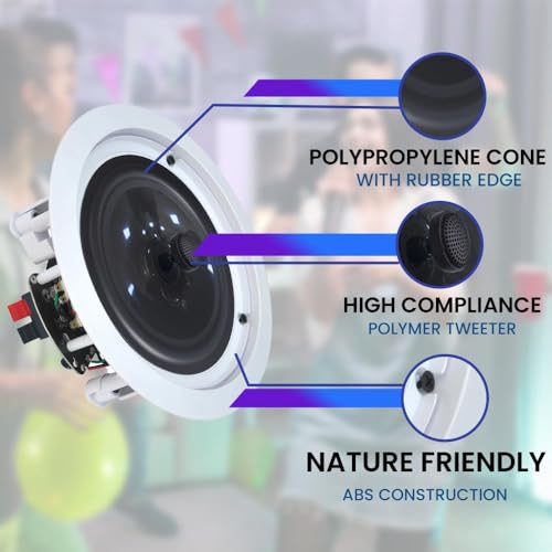 Home Theater System Kit, 4 Channel 1000 Watts Bluetooth Receiver with 5.25" 8 Qty of 175W in-Wall in-Ceiling Speakers & 16 Gauge 500 ft. Spool of Speaker Zip Wire by Vaiyer - Image 7