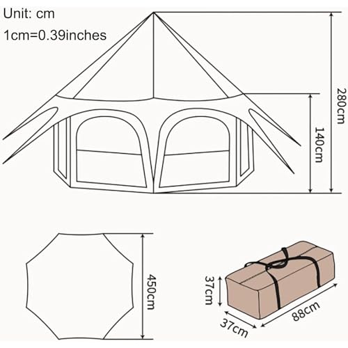 Outdoor Waterproof Cotton Canvas Tent, 4 Season Family Camping Tent 8-10 Person with Stove Jacks for Glamping and Festivals and Human Shelter - Image 7