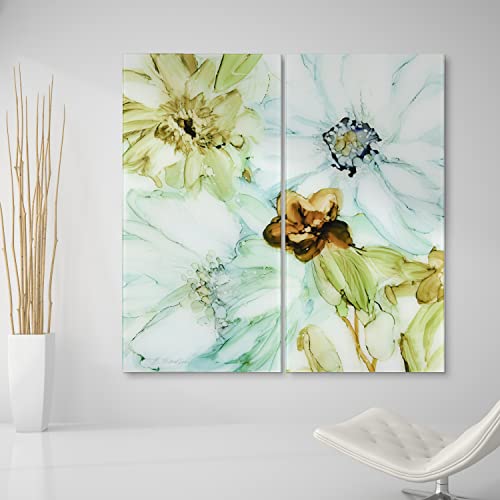 Empire Art Direct "Seaglass Garden I AB Frameless Free Floating Tempered Glass Panel Graphic Wall Art Set of 2, Ready to Hang, Living Room, Bedroom & Office, 72in x 36in x 0.2in each - Image 3